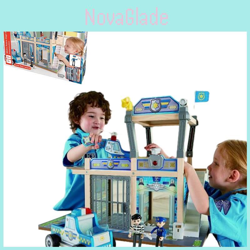 Wooden Urban Police Station Playset For Kids Interactive And Imaginative Toy