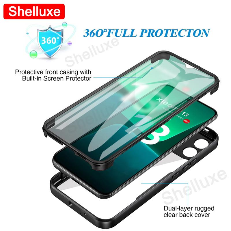 För Xiaomi13 360 Heltäckande Fram+Baksida Genomskinligt Skal Shelluxe För Xiaomi Mi 13 Lite 13T Xiaomi13T Pro Silikon Dubbelsidigt Skydd