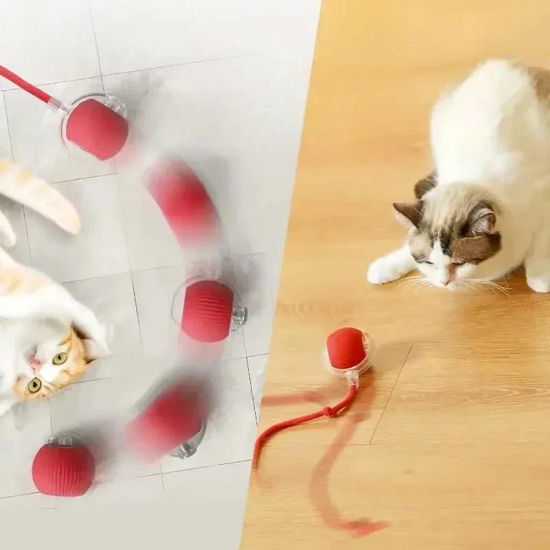 Palla Giocattolo Interattiva per Gatto, Palla Rotolante Automatica con Coda, Giocattolo Interattivo Ricaricabile per Animali Domestici, Topo Intelligente per Gatto