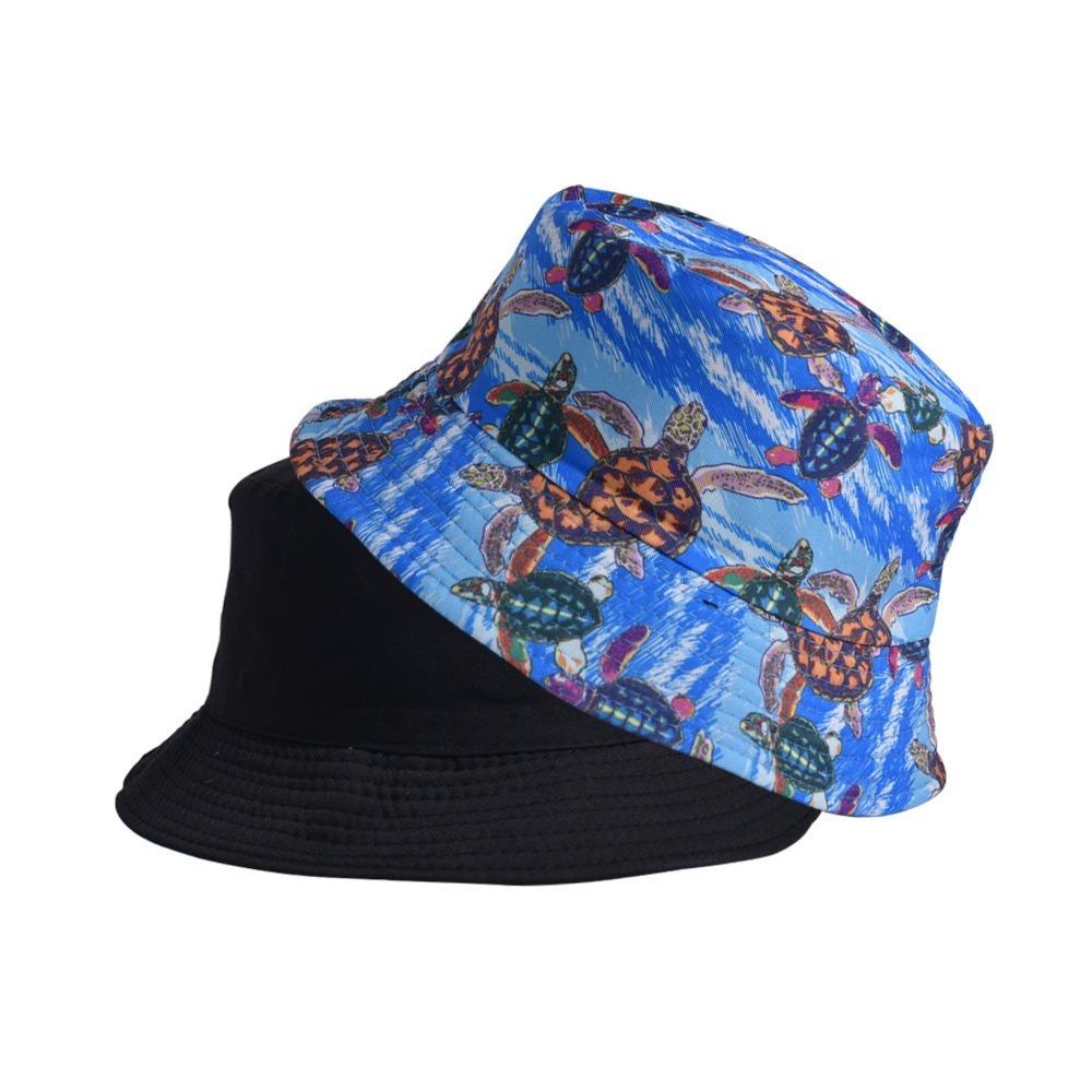 80s 90s Beach Fishing Hat Double-side Print Cap Retro Reversible Fisherman Hat  Men Women