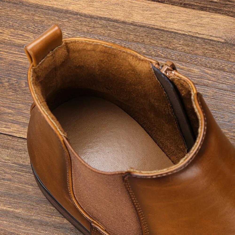Fashion Men's Chelsea Boots Men's Business Leather Boots Zipper Autumn and Winter Men Boots