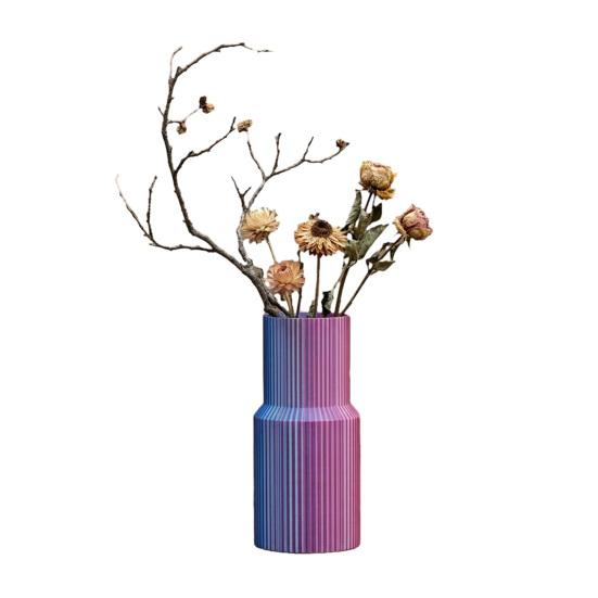 

3D Printed Vase Straight Shape Flower Vase Decorative Flower Container for Roses Tulips Dried Fresh Flowers Vertical Pattern Decorative Vase for Home