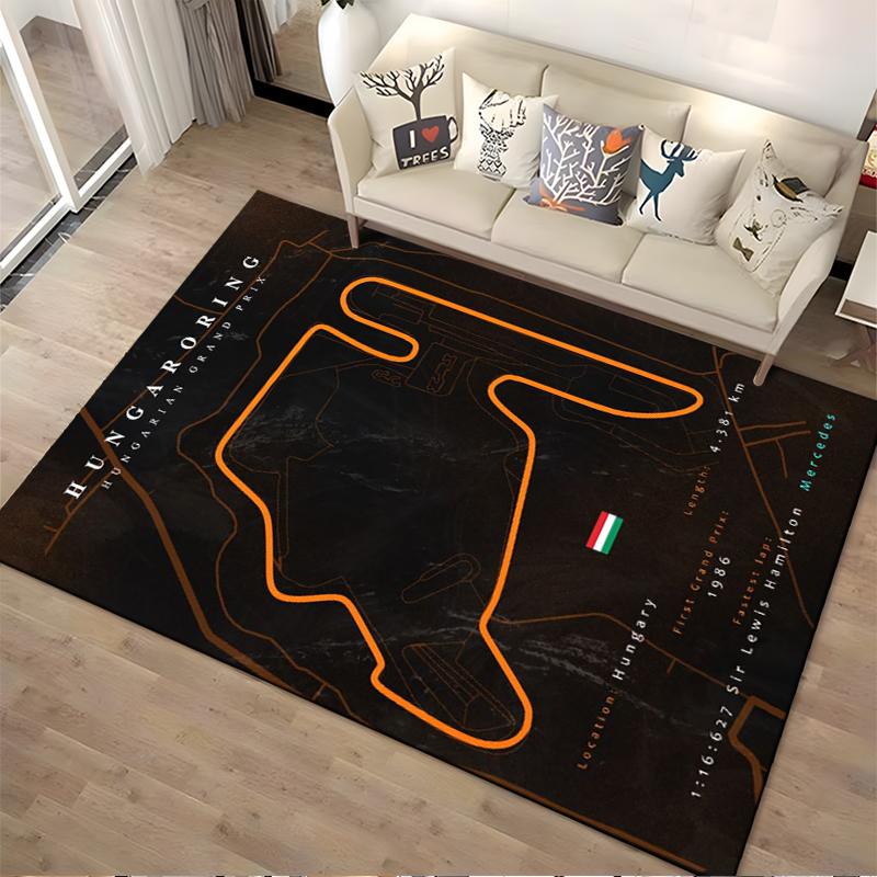 Hungaroring Grand Prix Circuit Map Rug Non-slip rug suitable for living room and bedroom sofas.