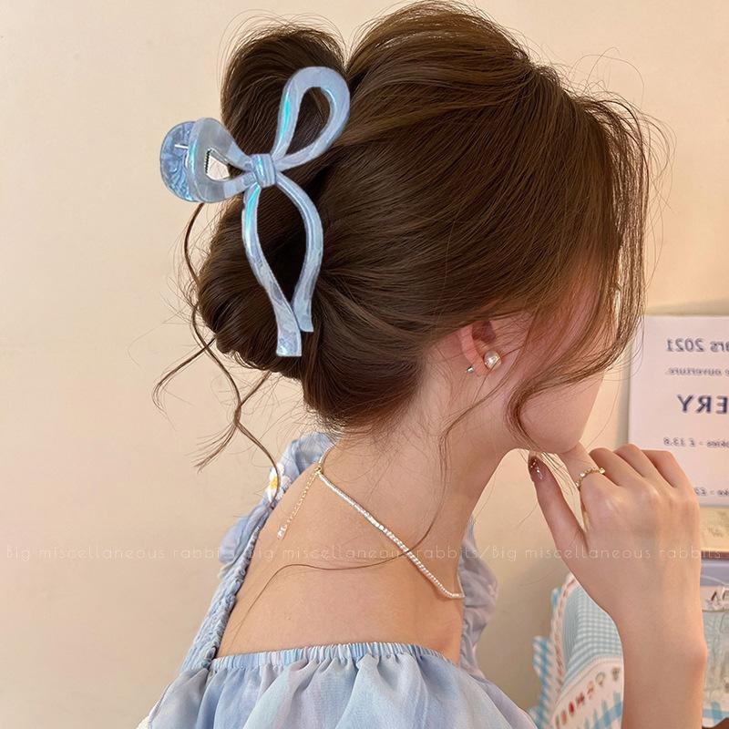 

Pearlescent Bow Hair Clip For Women | High-End Large Shark Clip
