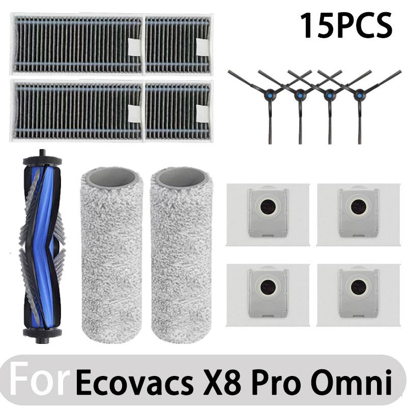 Compatible for Ecovacs X8 Pro Omni Accessories Main Side Brush Hepa Filter Rag Dust Bag Replacement Parts