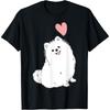 Love White Pomeranian Pink Heart T-Shirt