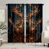 2pcs Magic Deer Winter Forest Curtains - Semi-Sheer Polyester Rod Pocket Curtains with Glowing Deer & Glowing Eyes   for Living R