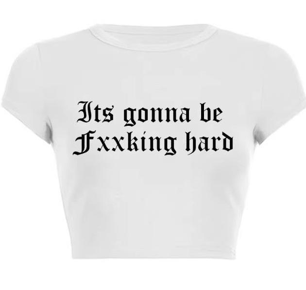 Hot Selling Spicy Girl Cutout Crop Top: Pink Letter Print Short Sleeve Women s Clothing Size XL