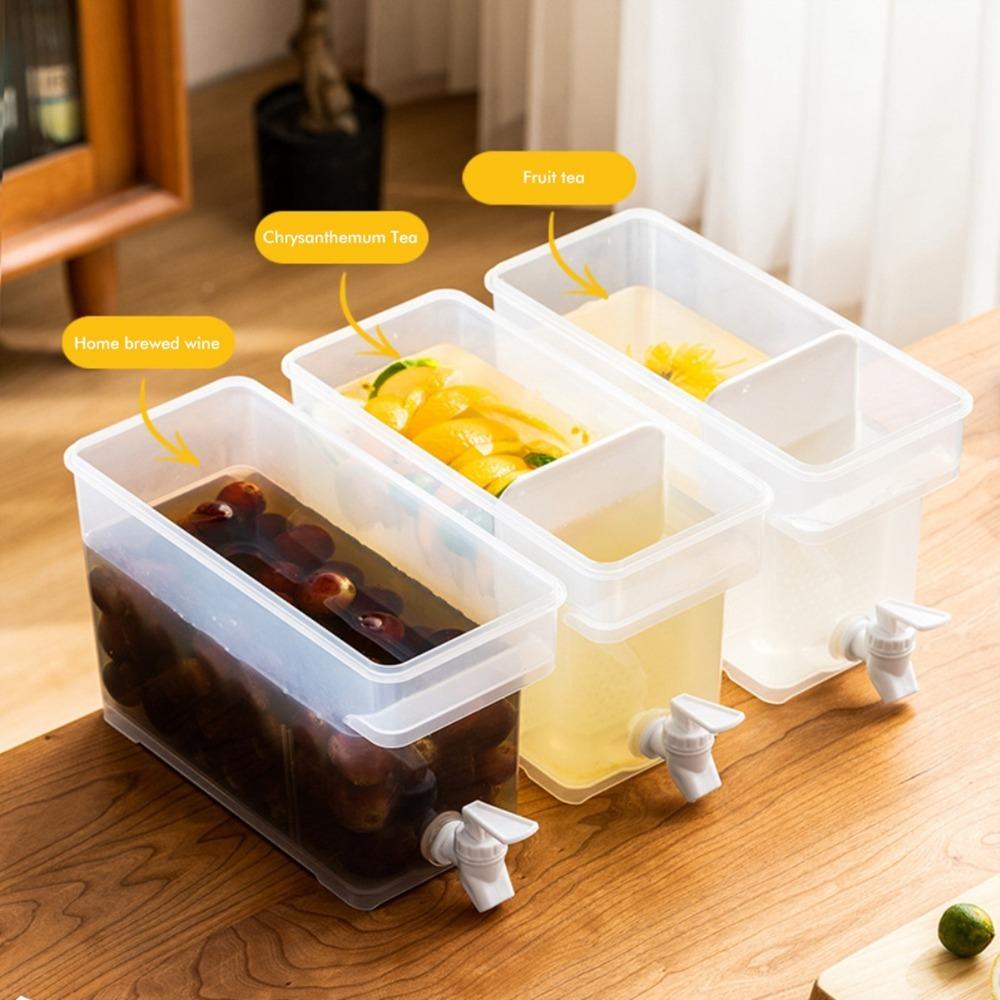With Lids Plastic Drink Dispenser Square Shape Fruit Tea Dispenser Iced Juice Dispenser Daily Use