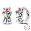 925 Sterling Silver Trendy Colored Tulip Earrings For Women Cubic Zircon Butterfly Double Hoop Earrings Fine Engagement Jewelry