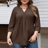 Women's Fashionable Casual Plus-Size V-Neck Button-Down Short-Sleeve Top