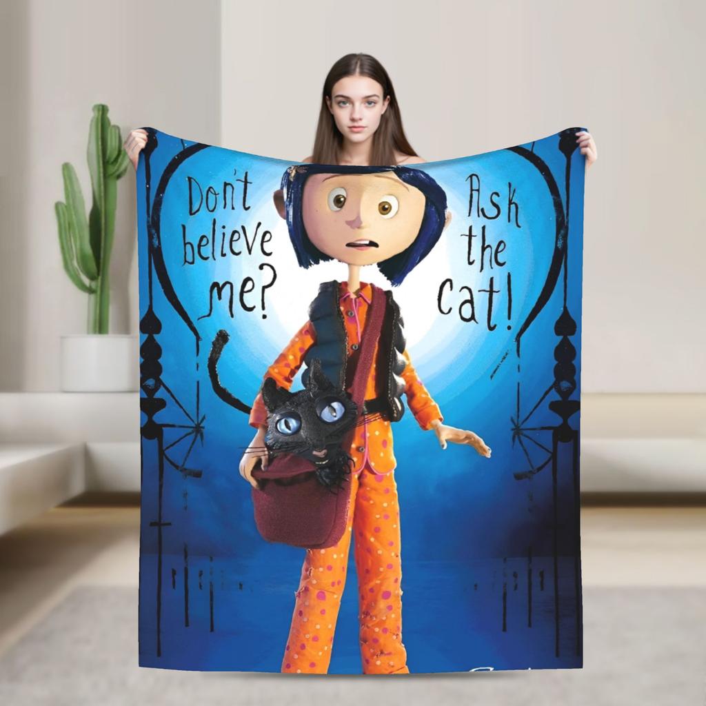 Coraline Artwork Creepy Mother Blankets Fleece Decoration  Multi-function Soft Throw Blanket for Bed Office Rug Piece
