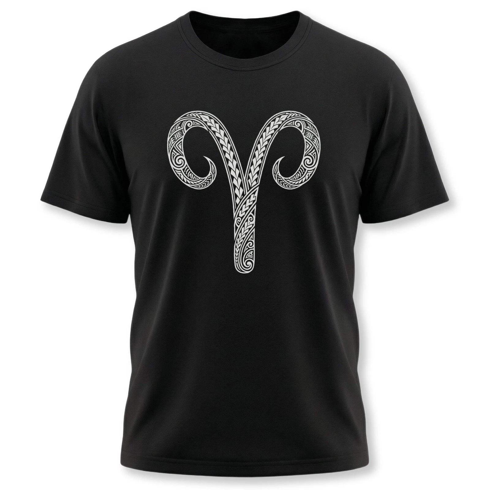 Aries Tribal Zodiac Symbol T-Shirt | Ram Astrology Graphic Tee Shirt Design XS