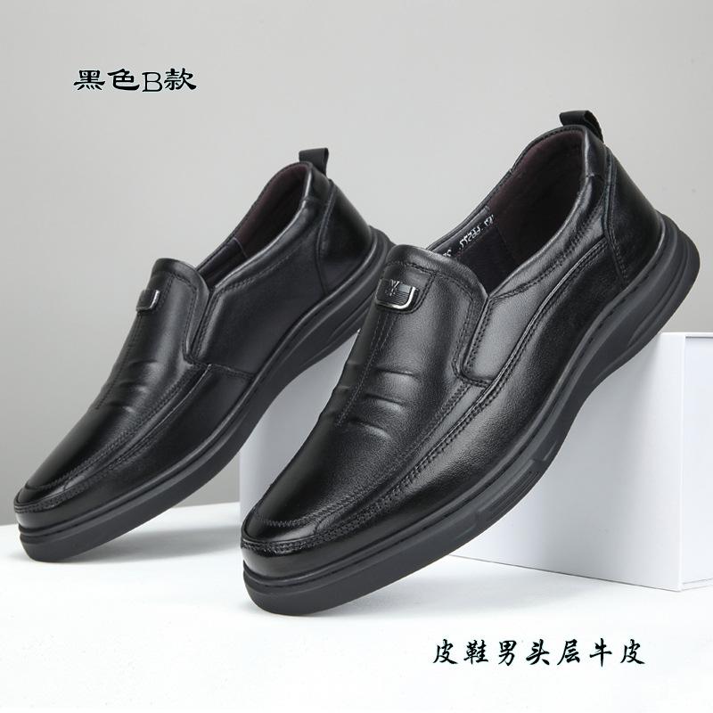 

Чоловіче шкіряне взуття першого шару з коров ячої шкіри, дихаюче, зимове, 2024, нове, на м якій підошві, нековзне, чоловіче повсякденне шкіряне взуття 44