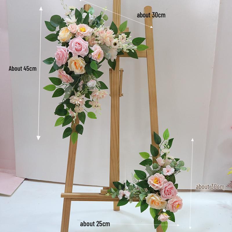 Silk Flower Wedding Welcome & Directional Sign with Floral Art Decoration