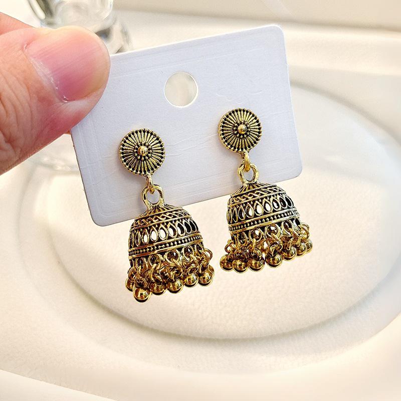 Bohemian Ethnic Tassel Bell Pendant Stud Earrings - Retro, Nostalgic, Elegant Style
