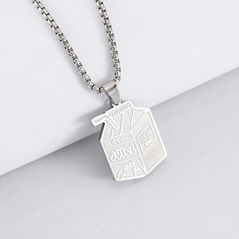 European and American Jewelry Milk Bottle Pendant Titanium Steel Jewelry Necklace 60CM