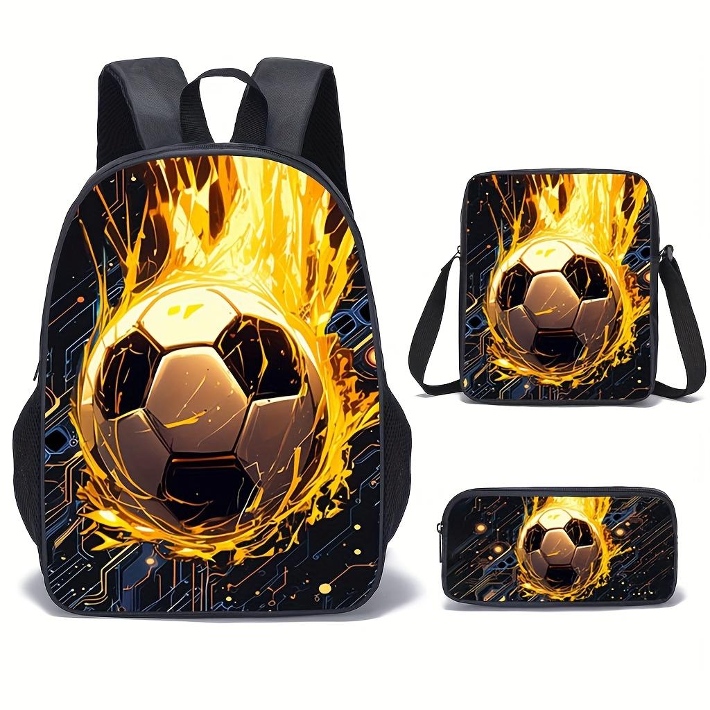 3pcs Set Soccer Casual Backpack, Combination Set Bag for Teenager