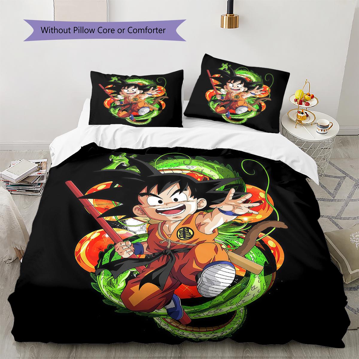 

Son Goku Pattern Bedding,Quilt Set Quilt Cover Pillowcase Home Birthday Gift (1 * duvet cover + 2 * pillowcase, without core) 135x200cm