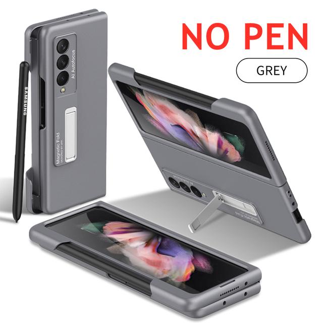 Case For Samsung Galaxy Z Fold 4 3 Cover Frame Side Pen Slot Matte Magnetic Bracket Case For Z Fold4 Fold3 5g (No Pen )