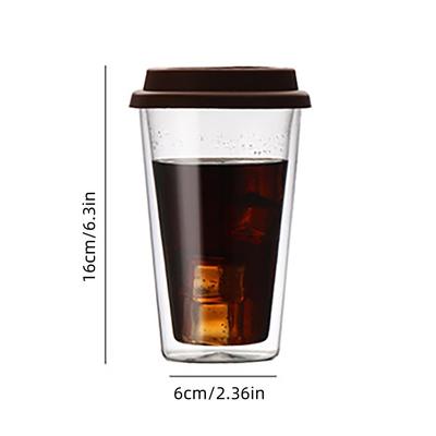 Dvoustěnné skleněné kávové hrnky se silikonovými víčky 350ml/12oz Opakovaně použitelné skleněné kávové šálky Izolované nádobí na horké/studené nápoje