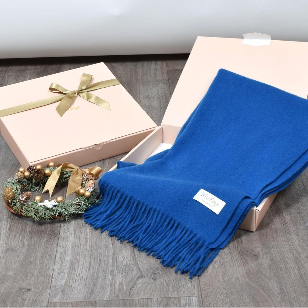 Cashmere Stole Box Solid Color Black [HHayashiguchi] 100% [Gift Wrapped] [Gift Included] Large, Thick, (CS0077) 1.