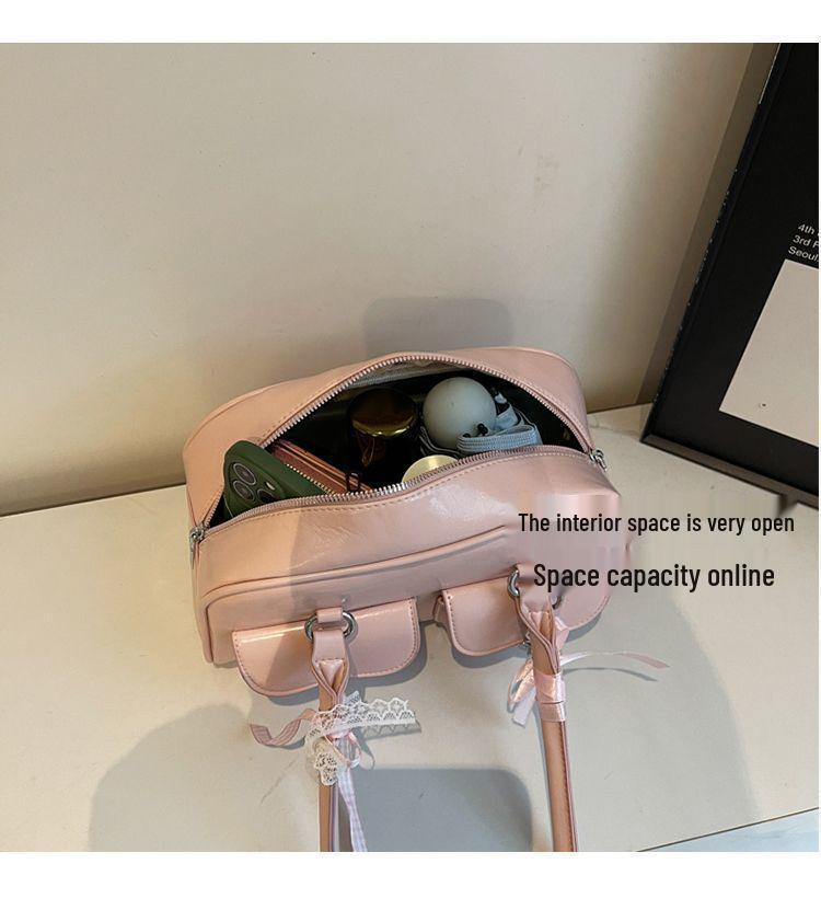 2025 Spring Star-Style High-Value Women's Large Bow Ribbon Shoulder Bowling Bag