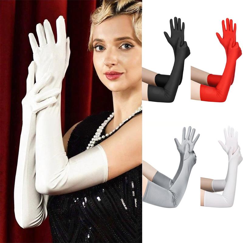 1 pár Rukavice Kostým Večerní Ochrana před sluncem Vysoce elastický Spandex Svatba 53cm Cosplay