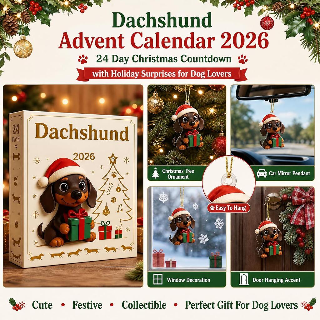 Calendário do Advento para Cães 2026 - Contagem Regressiva de 24 Dias para o Natal com Decoração Temática de Feriado Curvas Suaves Charme Festivo Presente Perfeito para Amantes de Cães com Petiscos