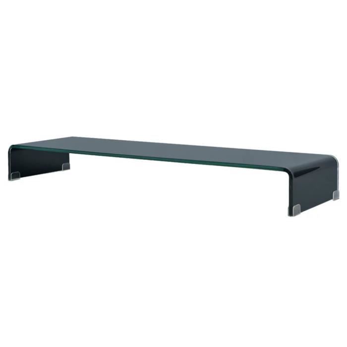Meuble TV - vidaXL - Support en Verre Noir - 120 x 30 x 13 cm - Design Contemporain - Montage Facile