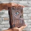 Leather Spellbook Book Of Shadows, Best Halloween Theme Gift, 200 Writing Pages,  Notebook with Evil Eye, Gothic Horror Grimoire,