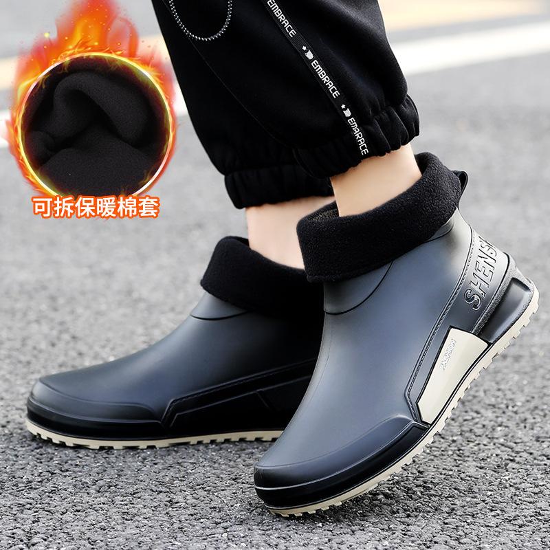 Waterproof shoes men's and women's rain shoes short tube couple Korean version rain boots wear non-slip and wear-resistant water boots r
