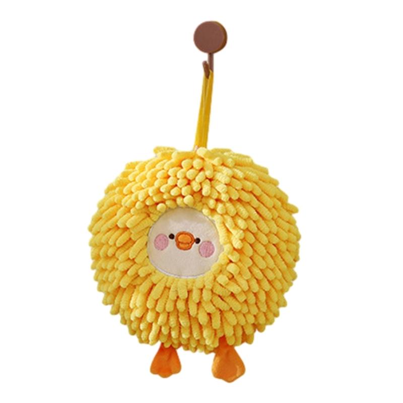 

Chenille Hand Towel Wipe Hands Towel Ball Absorbent Quick Dry Sponge Wall-Mounted Bathroom Soft Plush Cleaning 1 жёлтый