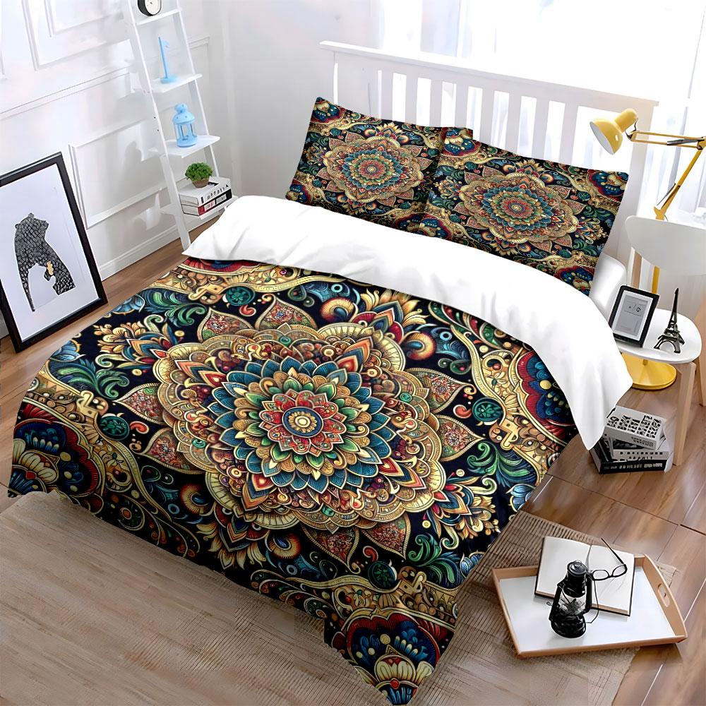 "Mandala Decorative Art Set" Soft Skin-Friendly Bedding Set Includes 1 Duvet Cover And 2 Pillowcase Gift