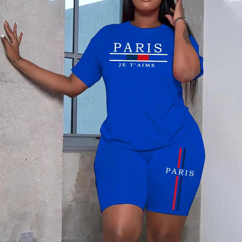Two-piece Summer Trendy Short-sleeve Top and Shorts Set, Soft Casual Sportswear T-shirt Set