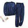 Pigiama da Uomo Autunno e Inverno Nuovo Pantaloni a Maniche Lunghe Flanella Caldo Tuta Plus Velluto Ispessito Due Pezzi Servizio da Casa Uomo