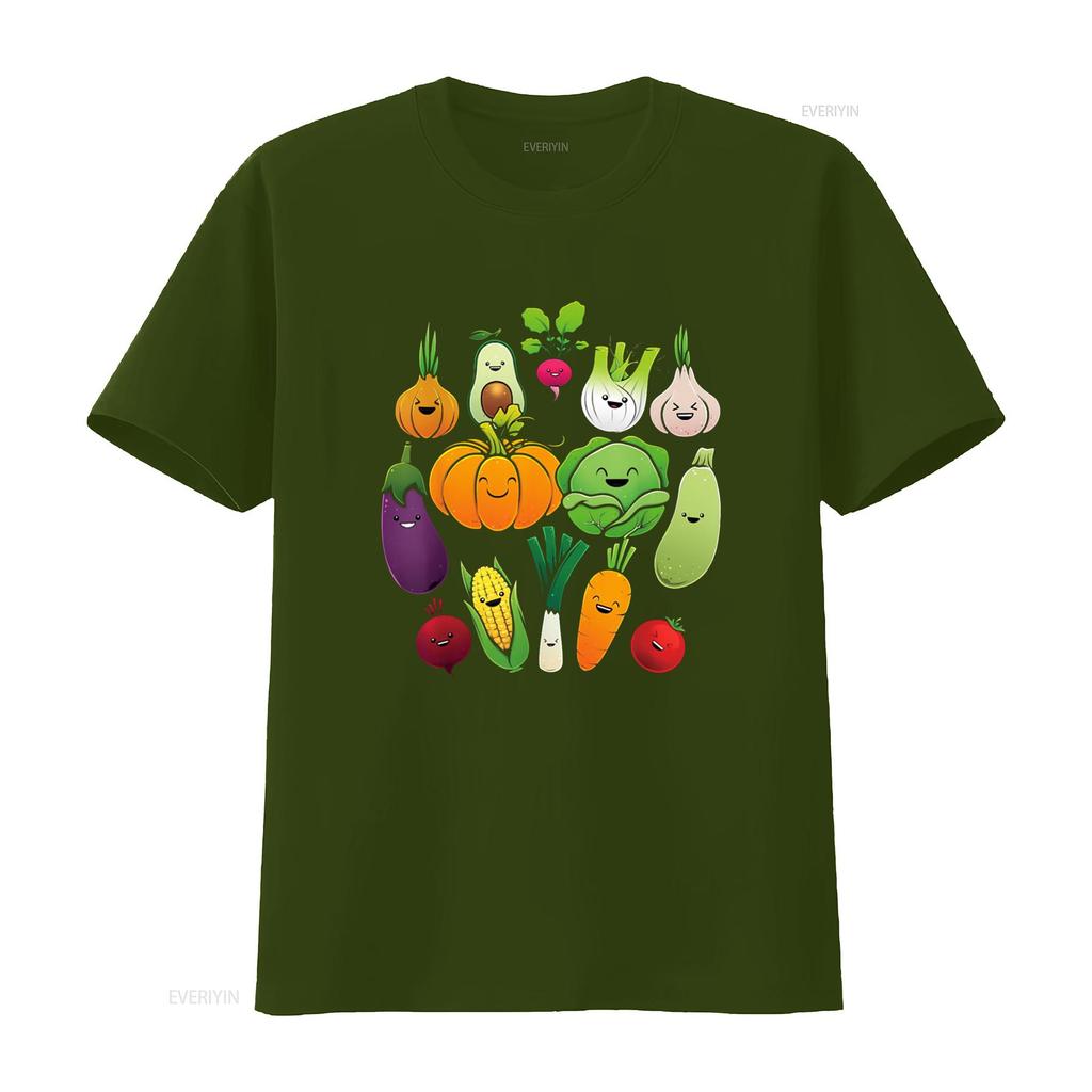 Cute Vegetable Art Healthy Veggie Vegan Gardening T Shirt Vintage Washed Fashion Homme Comfortable Versatile Stylish Stretched