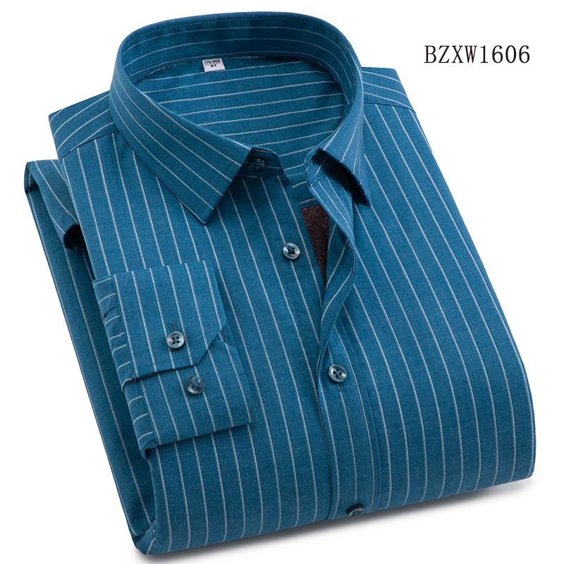Autumn and Winter Bamboo Fiber Wool Inner Lining High-quality Warm Shirt Long Sleeved Men's Shirt