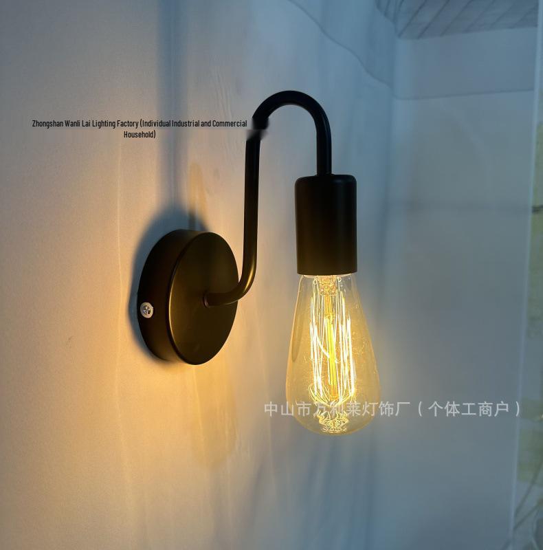 European Style Wrought Iron Wall Lamp - Creative Retro Design for Living Room, Bedroom & Bedside