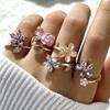 Stylish Rhinestone Enamel Flower Ring for Women - Stackable Vacation Accessory