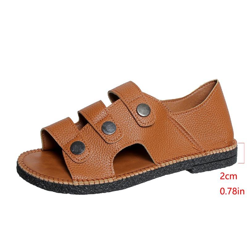 

Summer solid color round head one-word foot set style flat bottom round head women s fashion large size sandals 43 светло-коричневого