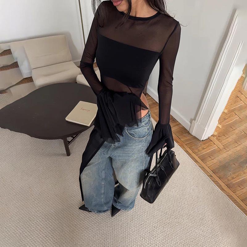 Schmal geschnittener sexy Netz-Cardigan für Damen - Stilvolles grenzüberschreitendes Design