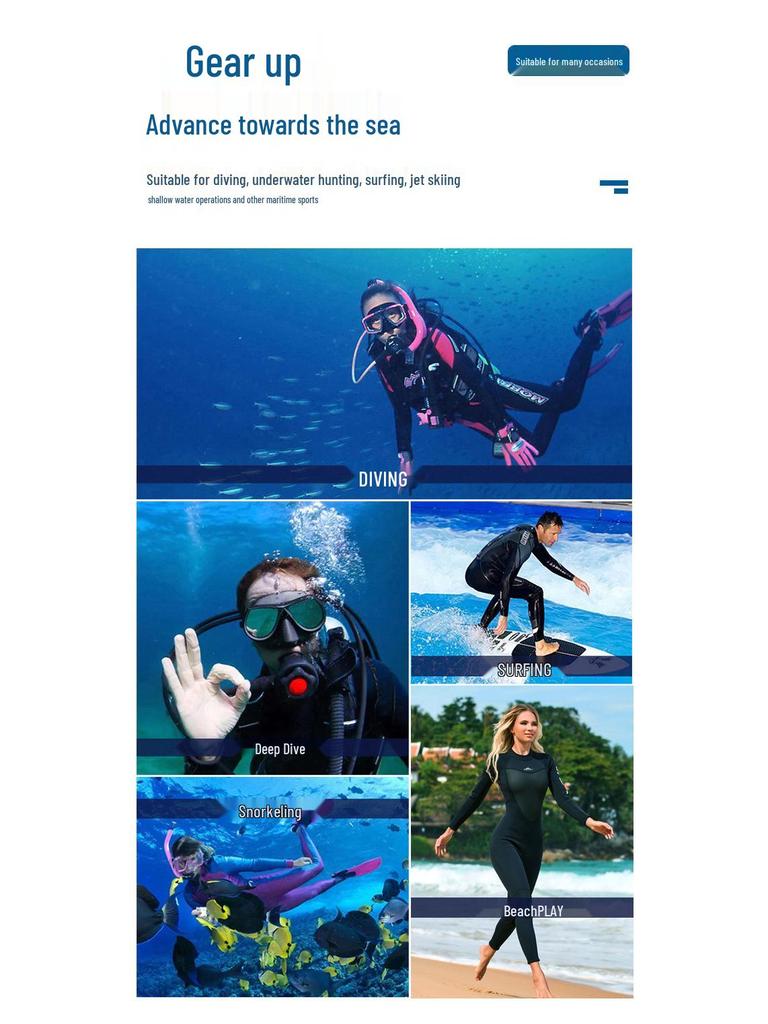 Women's 3MM Long Sleeve Wetsuit - Warm, Cold-Proof One-Piece for Snorkeling & Surfing; Sun & Jellyfish Protection Suit