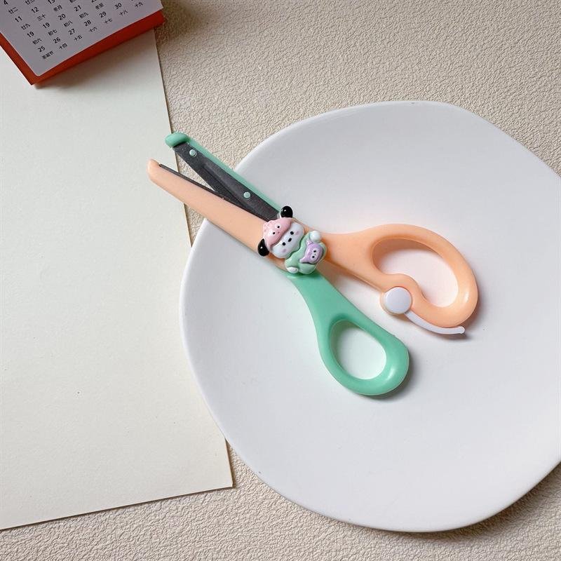 Cartoon Mini Scissors Student Office Hand Account Paper Scissors Safety Plastic Hemming DIY Hand Scissors