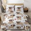 Cute Dogs Print Bedding Set Puppy Animal Duvet Cover Set Watercolor Pastel Dog Paw Comforter Cover Pug Dog Lover Bed Set