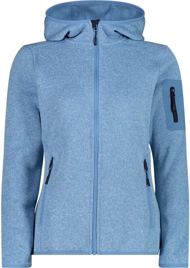 Jacket CMP Woman Fleece Jacket Fix Hood (3H19826) Women's Thick Fleece Jacket Knit-Tech In a Mottled Color with a Hood (3H19826) Niagara/b. Blue