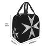 Maltese Cross Knights Hospitalier Malta Crusades Insulated Lunch Bag for Women Office Cooler Thermal Food Box Tote Lunch Boxes