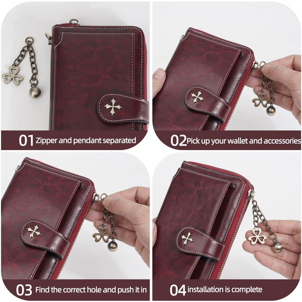 Baellerry Women's Korean Style Multi-functional Leather Wallet & Phone Clutch with Zipper & Tassel