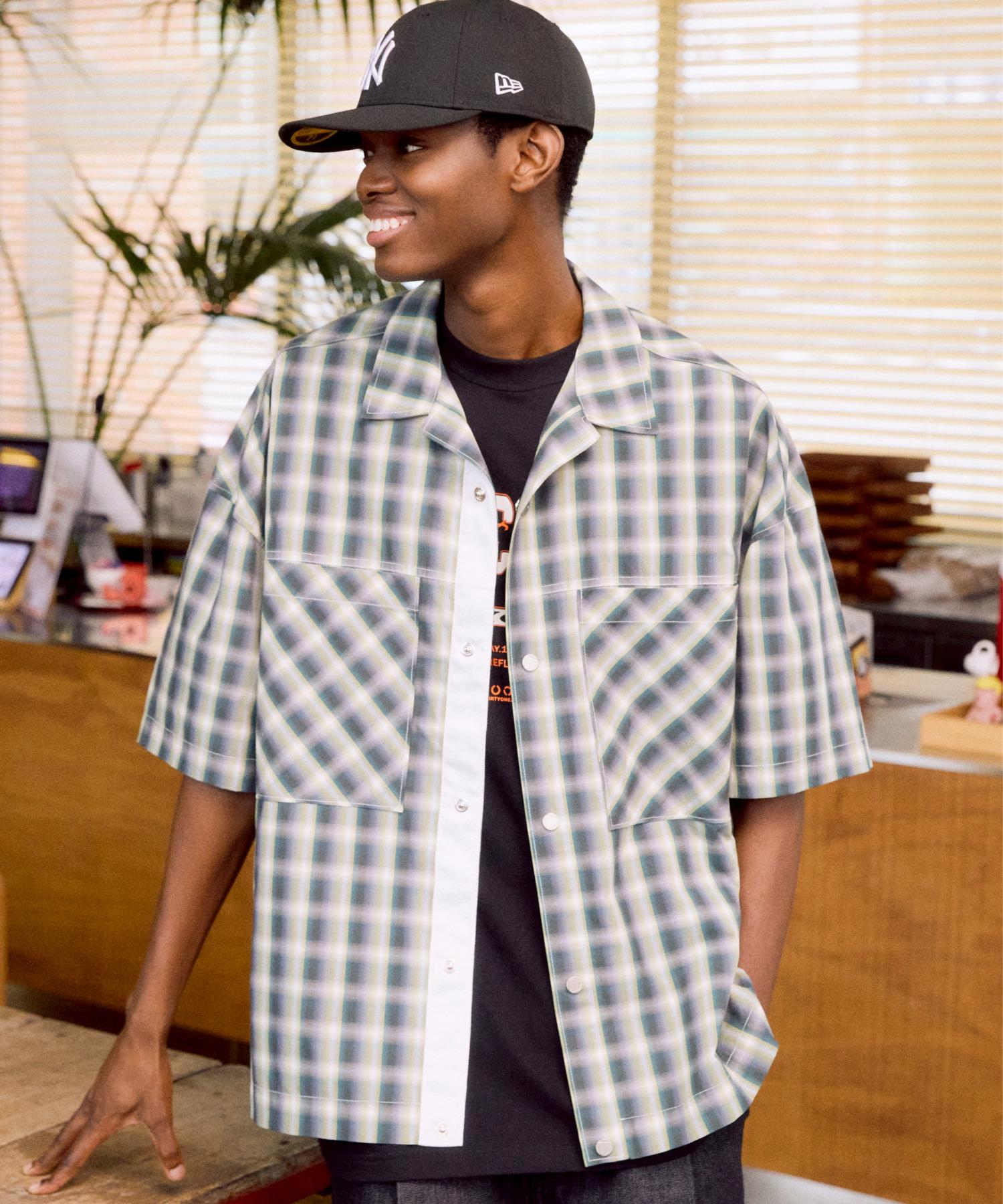 Dirty One Ombre Check Half Sleeve Shirt (Teal Green) 1