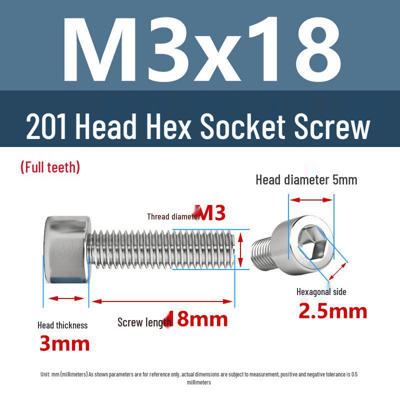 Yigu 201 Stainless Steel Cup Head Hexagon Screws and Bolts - M3, M4, M5, M6